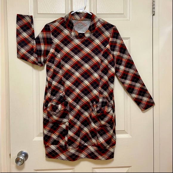 Turtle Neck Plaid Tunic Dress Size M - Picture 3 of 6
